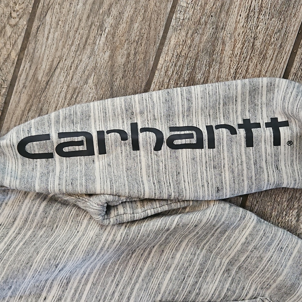 Carhartt Gray Striped Hoodie Womens Size Large - Picture 3 of 5